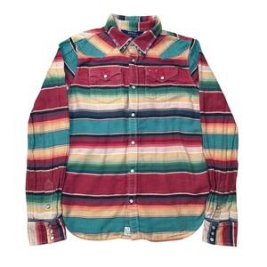 Polo Ralph Lauren Kids Youth Western Stripe Long Sleeve Pearl Snap Aztec SZ 16